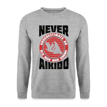 Aikido Old Man Japan Taekwondo Karate Martial Arts - Unisex Sweatshirt - salt & pepper - Front - Alina (178cm) & Michal (187cm)