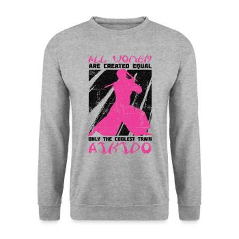 Aïkido Femmes Japon Taekwondo Karaté Arts Martiaux - Sweat-shirt Unisexe - gris chiné - Devant - Alina (178cm) & Michal (187cm)