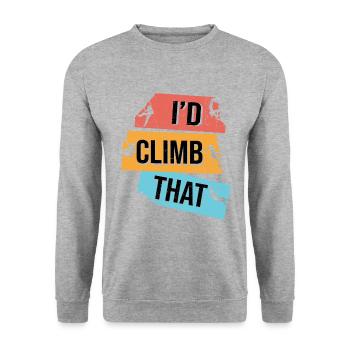 I'd Climb That Rock Climbing Bouldering Climber Ro - Unisex Pullover - Weißgrau meliert - Vorne - Alina (178cm) & Michal (187cm)