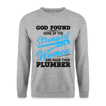 Klempnerinnen Pipefitter Pipes Pipefitting - Unisex Pullover - Weißgrau meliert - Vorne - Alina (178cm) & Michal (187cm)