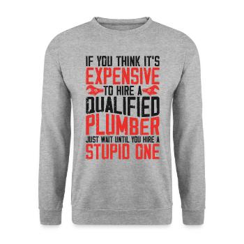 Plombier de plomberie vintage si vous - Sweat-shirt Unisexe - gris chiné - Devant - Alina (178cm) & Michal (187cm)