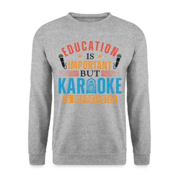 Karaoke Singer Education Is - Unisex Pullover - Weißgrau meliert - Vorne - Alina (178cm) & Michal (187cm)