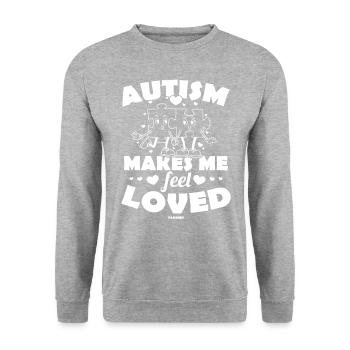 Autist Autismus Awareness glücklich Liebe - Unisex Pullover - Weißgrau meliert - Vorne - Alina (178cm) & Michal (187cm)