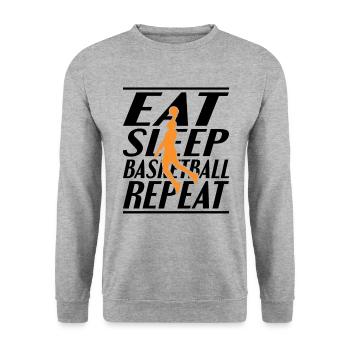 Essen Schlafen Basketball - Unisex Pullover - Weißgrau meliert - Vorne - Alina (178cm) & Michal (187cm)