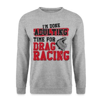 Drag Racing Race Car Vintage Je suis - Sweat-shirt Unisexe - gris chiné - Devant - Alina (178cm) & Michal (187cm)