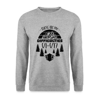 These Are My Difficulties V1-V17 Rock Climbing Bou - Unisex Pullover - Weißgrau meliert - Vorne - Alina (178cm) & Michal (187cm)