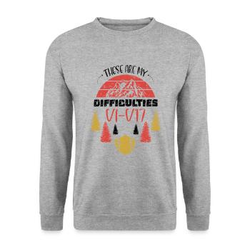 These Are My Difficulties V1-V17 Rock Climbing Bou - Unisex Pullover - Weißgrau meliert - Vorne - Alina (178cm) & Michal (187cm)