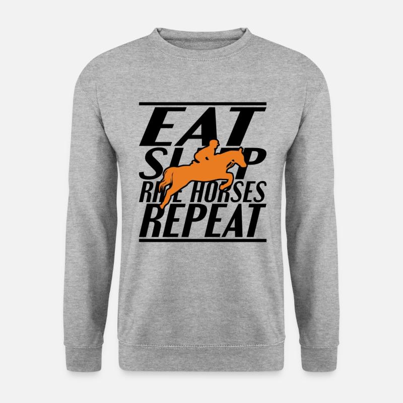 Essen Schlafen Pferde - Unisex Pullover - Weißgrau meliert