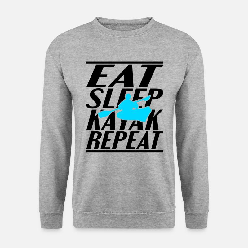Essen Schlafen Kayak - Unisex Pullover - Weißgrau meliert