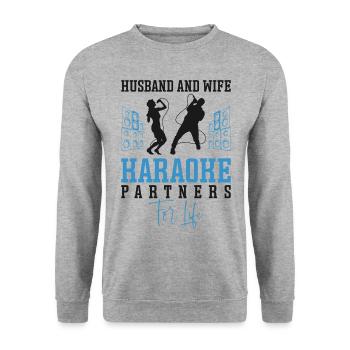 Chanteur de karaoké Mari Femme - Sweat-shirt Unisexe - gris chiné - Devant - Alina (178cm) & Michal (187cm)