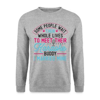 Chanteur de karaoké Mari Femme - Sweat-shirt Unisexe - gris chiné - Devant - Alina (178cm) & Michal (187cm)