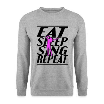 Manger dormir Chanter - Sweat-shirt Unisexe - gris chiné - Devant - Alina (178cm) & Michal (187cm)