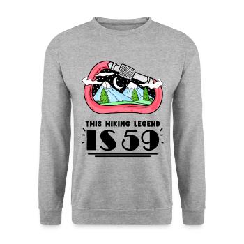 59. Geburtstag Wanderer 59 Jahre alt Berg Wandern - Unisex Pullover - Weißgrau meliert - Vorne - Alina (178cm) & Michal (187cm)