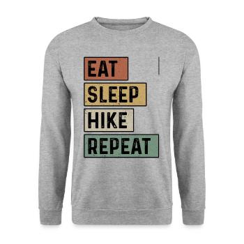 Eat Sleep Hike Repeat Trekking Mountaineering Hiki - Unisex Pullover - Weißgrau meliert - Vorne - Alina (178cm) & Michal (187cm)