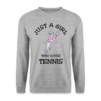 Just A Girl Who Loves Tennis - Unisex Pullover - Weißgrau meliert - Vorne - Alina (178cm) & Michal (187cm)