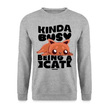 Kinda Busy Being A Cat - Unisex Pullover - Weißgrau meliert - Vorne - Alina (178cm) & Michal (187cm)