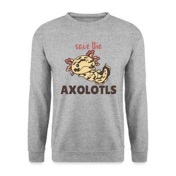 Axolotl cute animals kawaii anime save the axolotl - Unisex Sweatshirt - salt & pepper - Front - Alina (178cm) & Michal (187cm)
