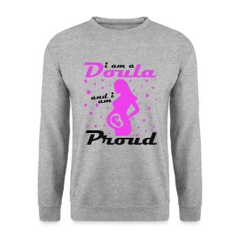 Je suis sage-femme doula - Sweat-shirt Unisexe - gris chiné - Devant - Alina (178cm) & Michal (187cm)