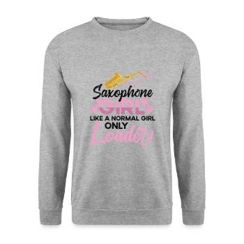 Saxophon Musikerin Jazzmusiker - Unisex Pullover - Weißgrau meliert - Vorne - Alina (178cm) & Michal (187cm)