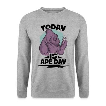 Today Is Ape Day - Unisex Sweatshirt - salt & pepper - Front - Alina (178cm) & Michal (187cm)