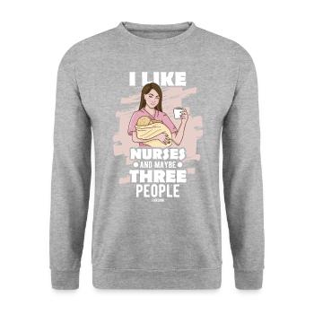 I Like Nurses And Maybe Three People - Unisex Sweatshirt - salt & pepper - Front - Alina (178cm) & Michal (187cm)