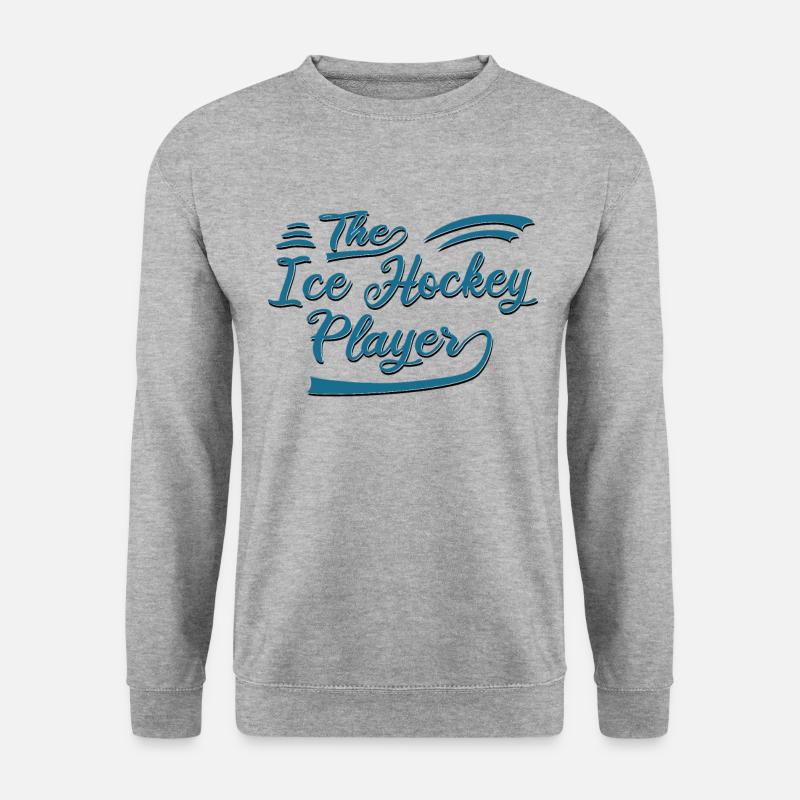Der Eishockey Spieler - Unisex Pullover - Weißgrau meliert