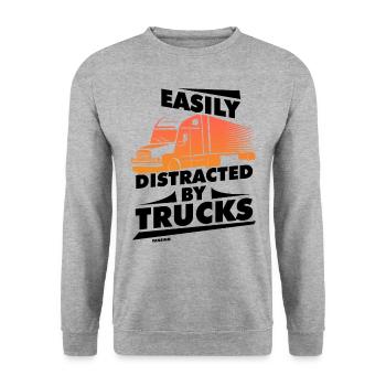 Easily Distracted By Trucks - Unisex Pullover - Weißgrau meliert - Vorne - Alina (178cm) & Michal (187cm)