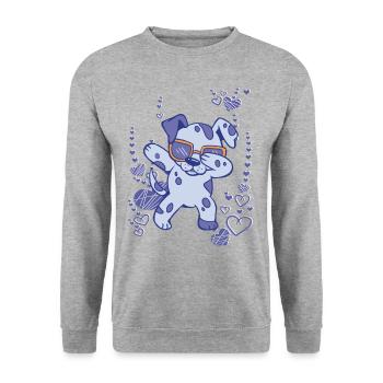 Dancing Baby Dog célèbre une fête - Sweat-shirt Unisexe - gris chiné - Devant - Alina (178cm) & Michal (187cm)
