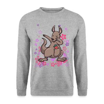 Kangaroo Australia Marsupial Girl - Unisex Sweatshirt - salt & pepper - Front - Alina (178cm) & Michal (187cm)
