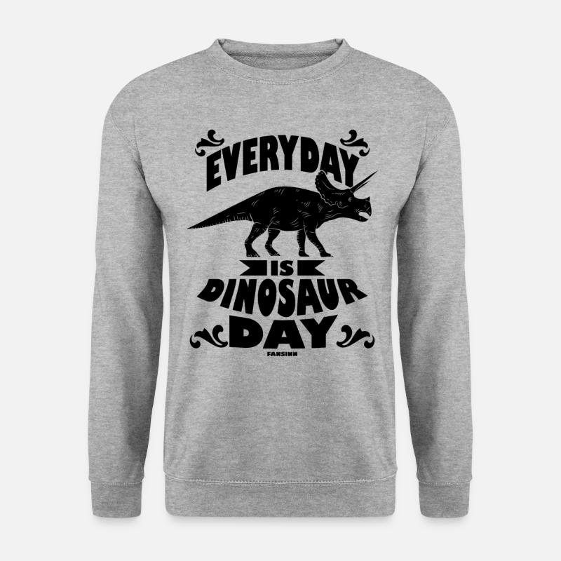Everyday Is Dinosaur Day - Unisex Pullover - Weißgrau meliert