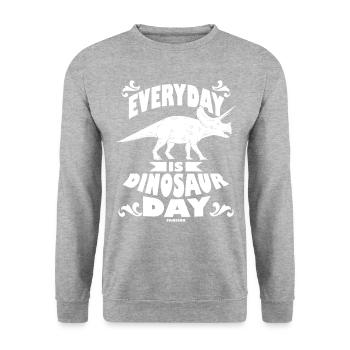 Everyday Is Dinosaur Day - Unisex Pullover - Weißgrau meliert - Vorne - Alina (178cm) & Michal (187cm)