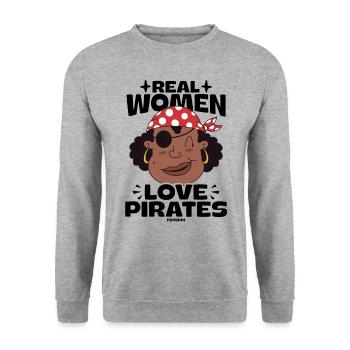 Les vraies femmes aiment les pirates - Sweat-shirt Unisexe - gris chiné - Devant - Alina (178cm) & Michal (187cm)
