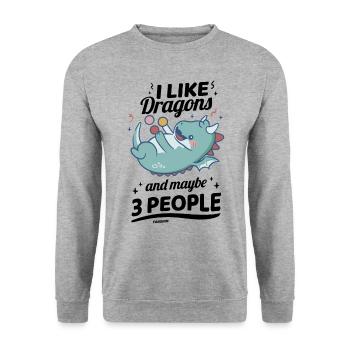I Like Dragons And Maybe 3 People - Unisex Sweatshirt - salt & pepper - Front - Alina (178cm) & Michal (187cm)