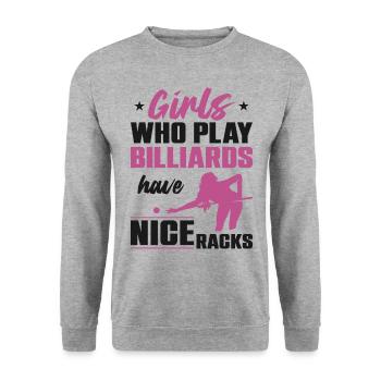 Billiards Pool Player Ball Girl - Unisex Sweatshirt - salt & pepper - Front - Alina (178cm) & Michal (187cm)
