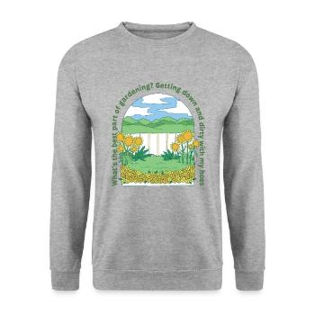 What's The Best Part Of Gardening Getting Down And - Unisex Pullover - Weißgrau meliert - Vorne - Alina (178cm) & Michal (187cm)