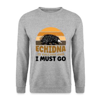 Echidna Is Calling And I Must Go - Unisex Pullover - Weißgrau meliert - Vorne - Alina (178cm) & Michal (187cm)