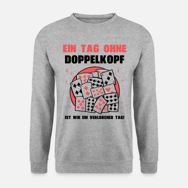 Ein Tag ohne Doppelkopf - Unisex Pullover - Weißgrau meliert
