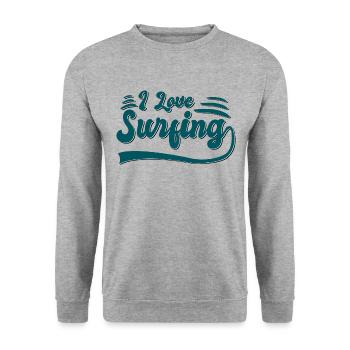 Ich liebe surfen - Unisex Pullover - Weißgrau meliert - Vorne - Alina (178cm) & Michal (187cm)