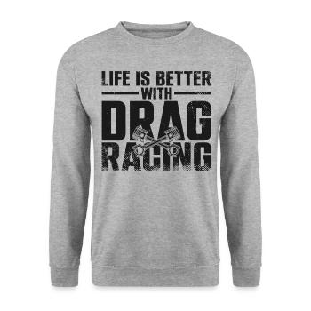 Drag Racing Race Car Girl Vintage - Unisex Pullover - Weißgrau meliert - Vorne - Alina (178cm) & Michal (187cm)