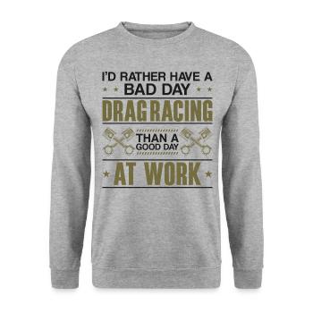 Drag Racing Race Car I'd Rather - Unisex Pullover - Weißgrau meliert - Vorne - Alina (178cm) & Michal (187cm)