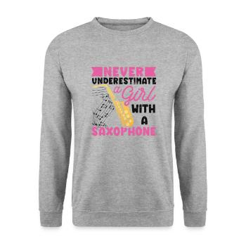 Saxophon Musikerin Jazzmusiker - Unisex Pullover - Weißgrau meliert - Vorne - Alina (178cm) & Michal (187cm)