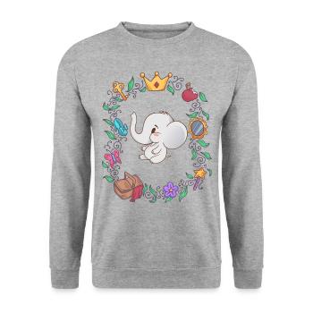 Baby elephant in the magical fairytale forest - Unisex Sweatshirt - salt & pepper - Front - Alina (178cm) & Michal (187cm)