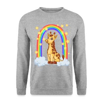 Giraffe in the magic rainbow - Unisex Sweatshirt - salt & pepper - Front - Alina (178cm) & Michal (187cm)