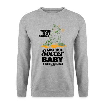 Baby Kleinkind Fußball - Unisex Pullover - Weißgrau meliert - Vorne - Alina (178cm) & Michal (187cm)