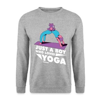 Juste un garçon qui aime le yoga - Sweat-shirt Unisexe - gris chiné - Devant - Alina (178cm) & Michal (187cm)
