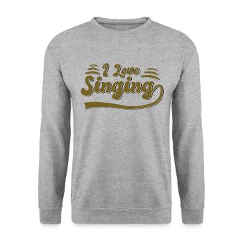 Ich liebe Singen - Unisex Pullover - Weißgrau meliert - Vorne - Alina (178cm) & Michal (187cm)