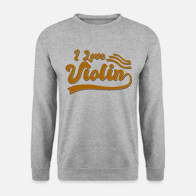 I love violin - Unisex Pullover - Weißgrau meliert