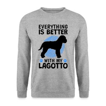 Everything better with Lagotto Romagnolo Truffle Dog - Unisex Sweatshirt - salt & pepper - Front - Alina (178cm) & Michal (187cm)