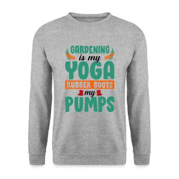 Gardening Is My Yoga Rubber Boots My Pumps Gardene - Unisex Pullover - Weißgrau meliert - Vorne - Alina (178cm) & Michal (187cm)