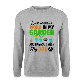 I Just Want To Work In My Garden And Hang Out With - Unisex Pullover - Weißgrau meliert - Vorne - Alina (178cm) & Michal (187cm)